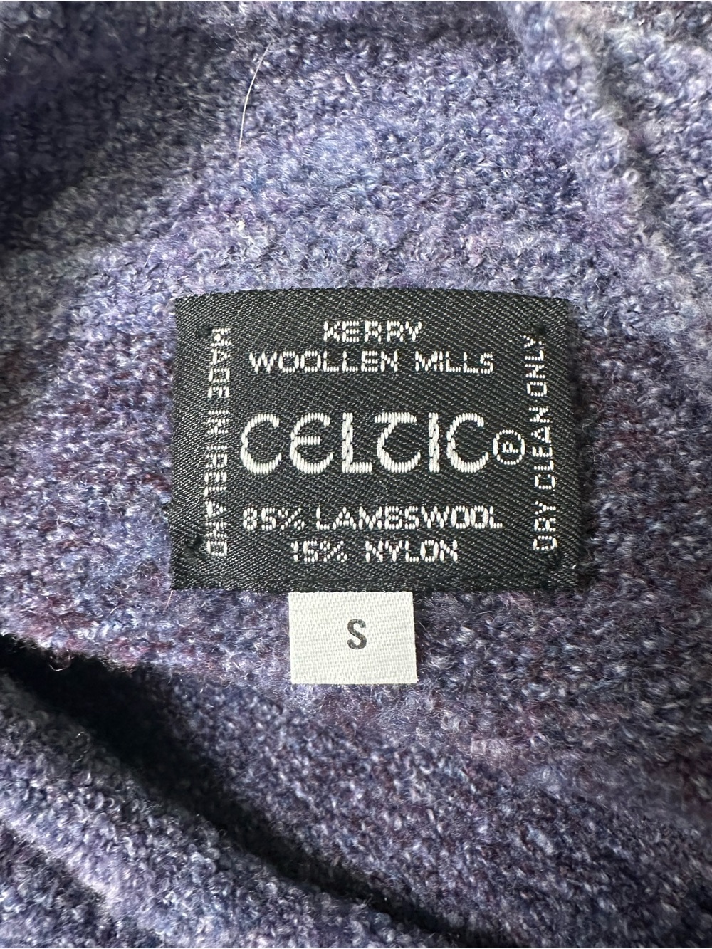 Kerry Woollen Mills Celtic S Blue Purple Lambswool Crew Neck Sweater - Picture 7 of 7